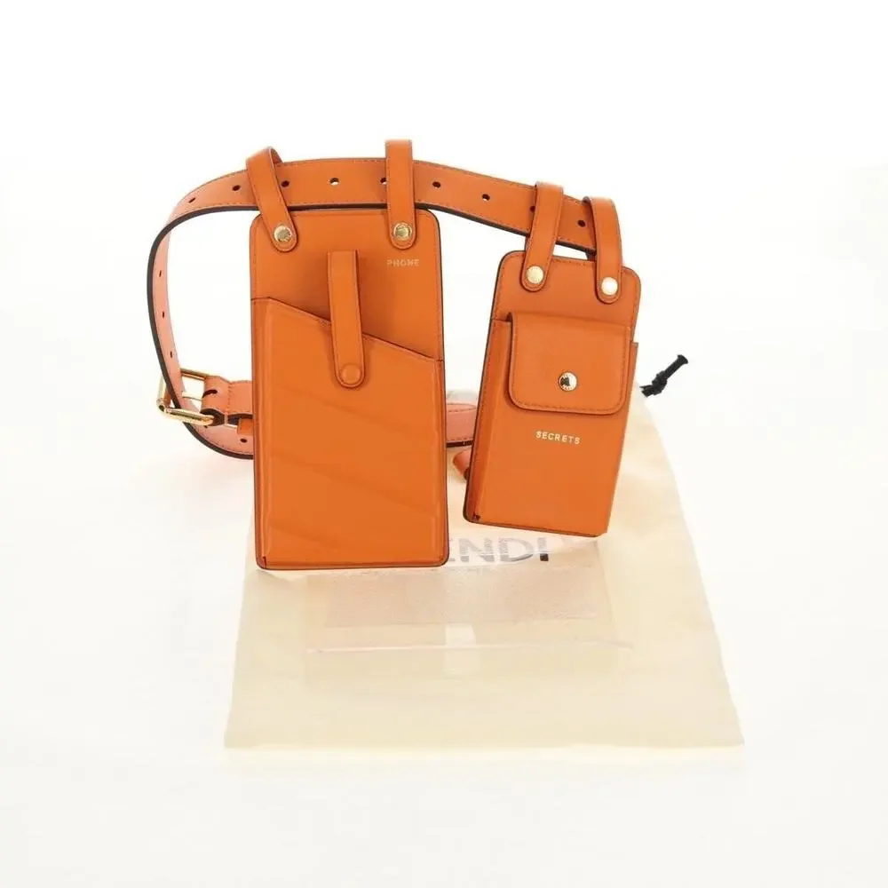 Fendi Leather Multi Accessory Belt Orange